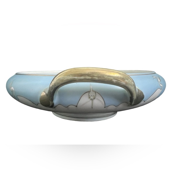 Nippon • Vintage Hand Painted Victory White Crane Egret Bird Footed Bowl Dish - Picture 4 of 16